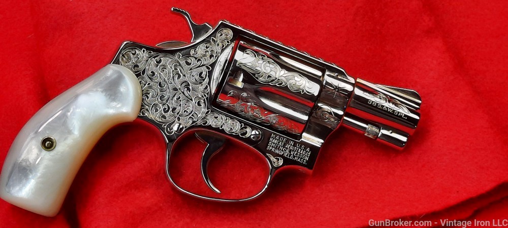 Smith and Wesson model 36  Engraved with Genuine Pearl grips, Beautiful! NR-img-46