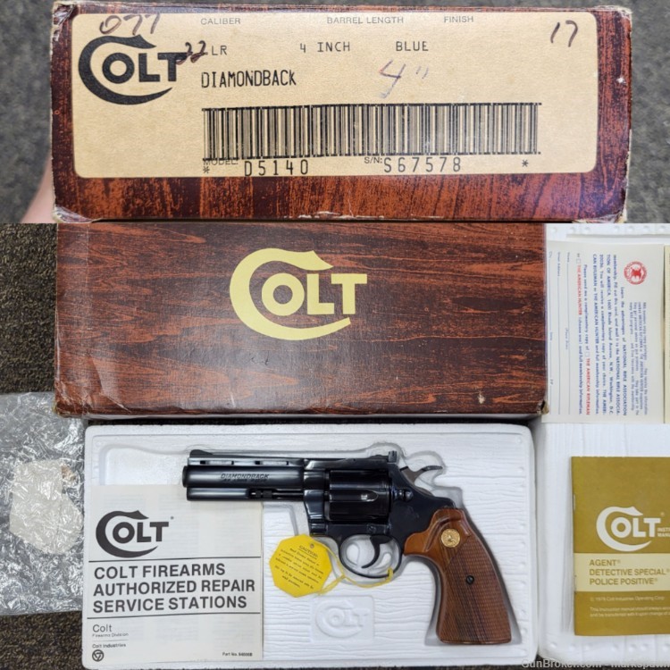 Colt 1981 Diamondback 4" 22LR Revolver In Original Box D5140-img-0