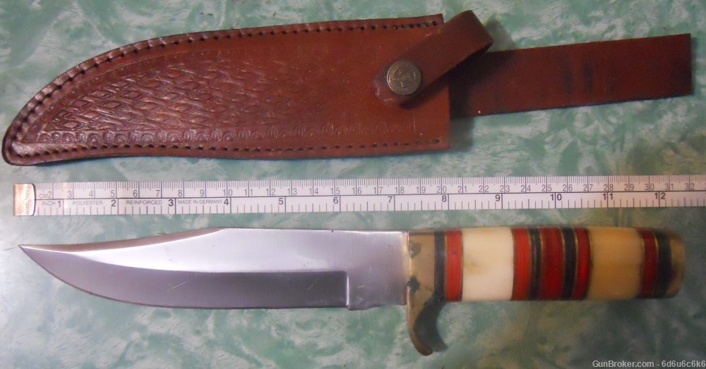 LARGE BOWIE KNIFE - surgical Steel/ Leather Sheath-img-1