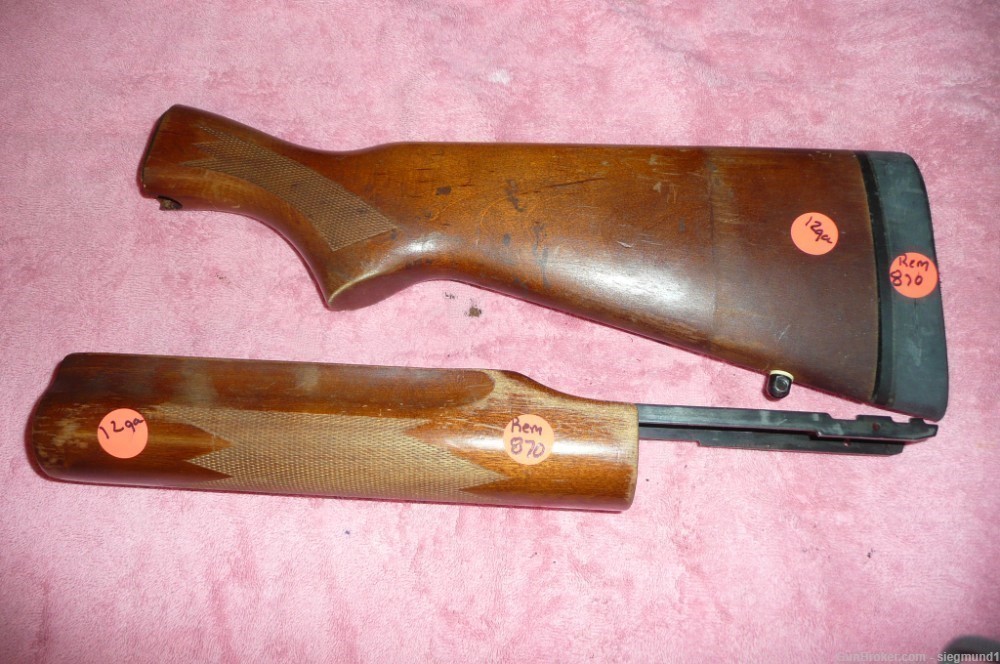 Remington 870 12 ga wood factory stock set, exc-img-0