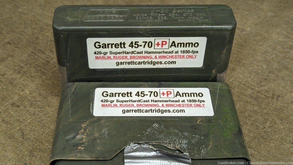 Garrett 45-70 +P (Browning etc only)420g HammerHead loads 20 rounds + Brass-img-0