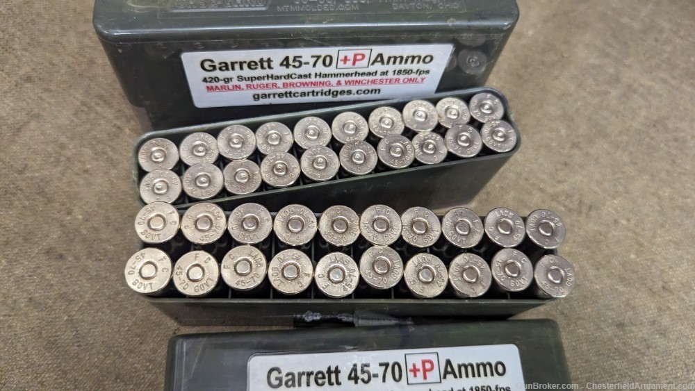 Garrett 45-70 +P (Browning etc only)420g HammerHead loads 20 rounds + Brass-img-3