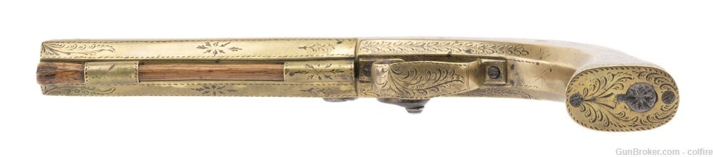 Large All Metal Stocked Percussion Pistol Marked Hyde and Goodrich (AH4310)-img-4