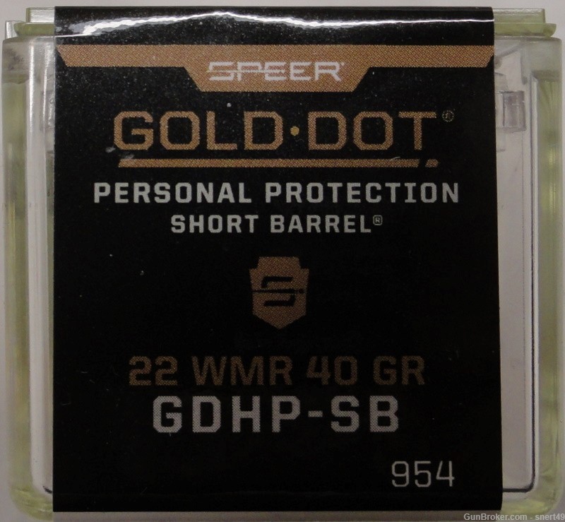 Speer Gold Dot Short Barrel 22 Magnum 40 gr Hollow Point 50 Round Box 954-img-1