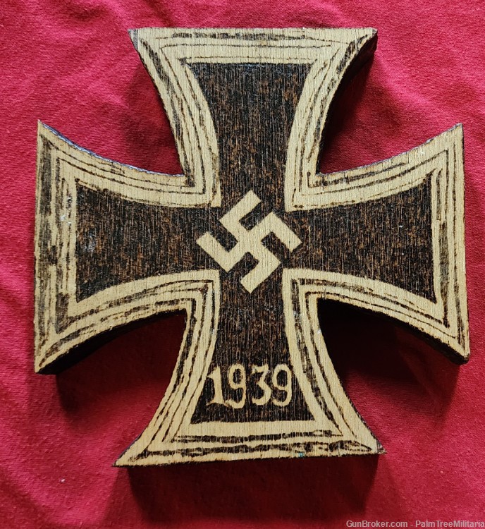 WWII WW2 German NSDAP Third Reich EK Iron Cross wall decoration wood plaque-img-0