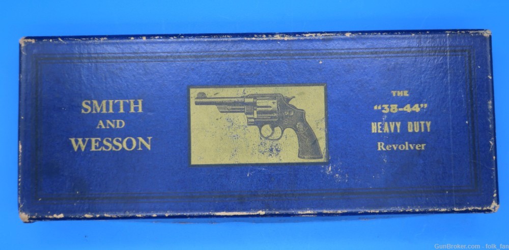 Smith & Wesson 38/44 Heavy Duty Picture Box Pre WW2 1930's Excellent!-img-1