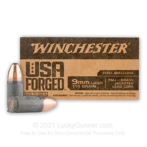 Winchester USA 9mm Luger 115 Grain FMJ Steel Case Two 50 Rd Boxes-img-0