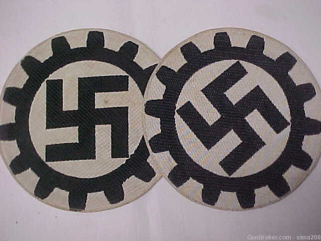  Two Mint 4" Dia. WW2 German DAF  Patches With Consecutive Numbered Paper L-img-0