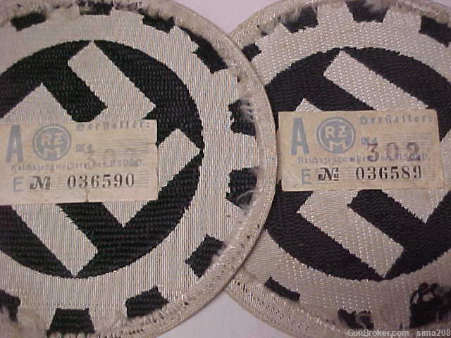  Two Mint 4" Dia. WW2 German DAF  Patches With Consecutive Numbered Paper L-img-2