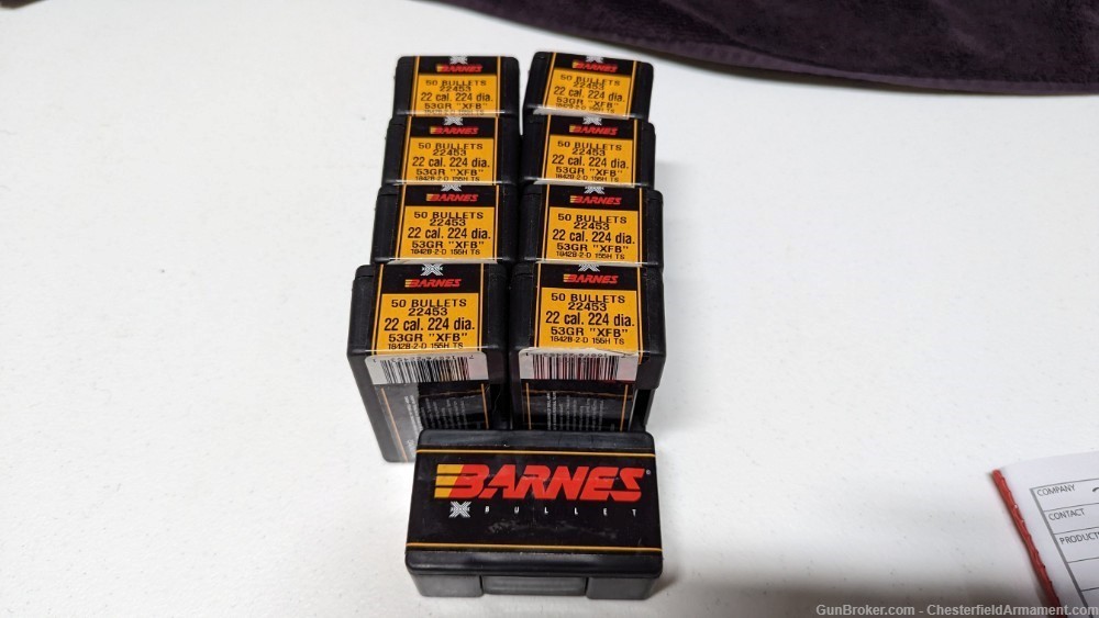 Barnes 53 gr XFB bullets   9 boxes of 50-img-0