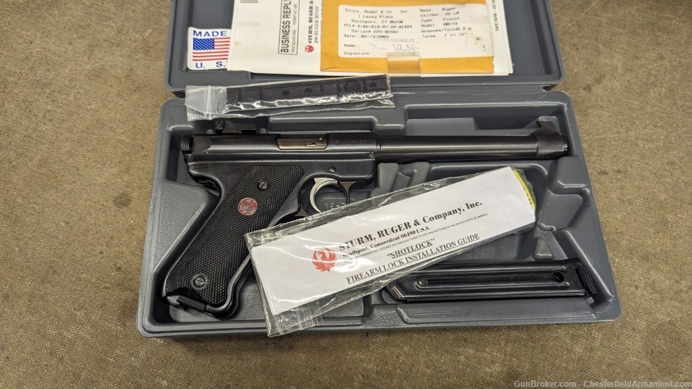 Ruger Mark II Target 6-7/8" tapered barrel,, blued with rail and box-img-20