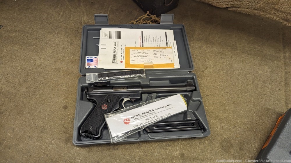 Ruger Mark II Target 6-7/8" tapered barrel,, blued with rail and box-img-21