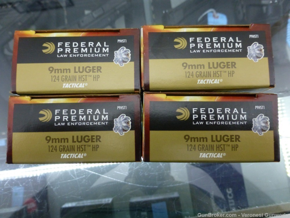 200 ROUNDS FEDERAL HST HP 9MM 124GR JHP 4 BOXES OF 50 P9HST1 LE AMMO-img-1