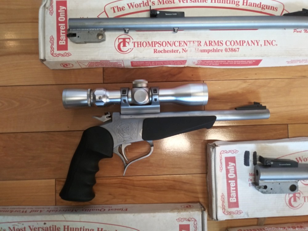  Thompson Center Arms SS Pistol with (5) Five SS Barrels & Scope-img-1