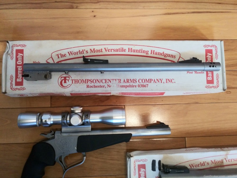  Thompson Center Arms SS Pistol with (5) Five SS Barrels & Scope-img-2