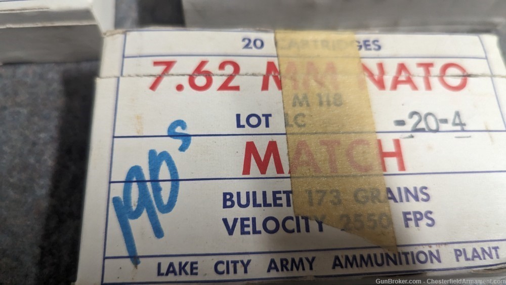 Lake City  7.62 Match 20 round boxes,  M118 190 gr 308 ammo, -img-1