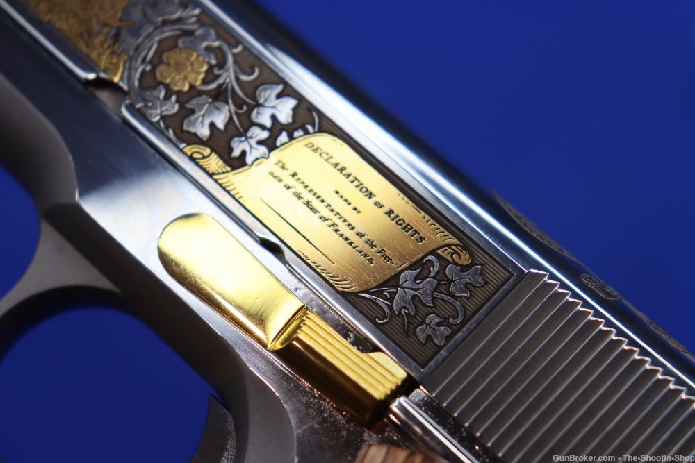 Colt 1911 Pistol LOST STATE OF FRANKLIN Gold Engraved 45ACP Stainless 45 SA-img-35