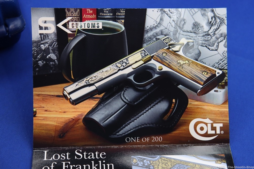Colt 1911 Pistol LOST STATE OF FRANKLIN Gold Engraved 45ACP Stainless 45 SA-img-42