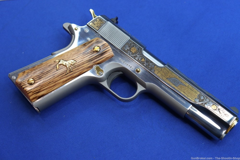 Colt 1911 Pistol LOST STATE OF FRANKLIN Gold Engraved 45ACP Stainless 45 SA-img-9