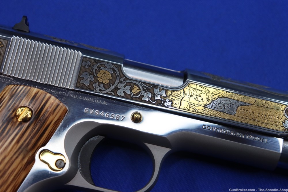 Colt 1911 Pistol LOST STATE OF FRANKLIN Gold Engraved 45ACP Stainless 45 SA-img-12