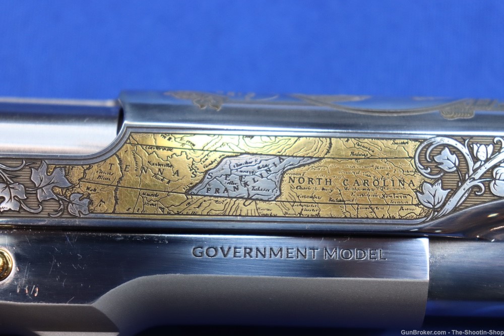 Colt 1911 Pistol LOST STATE OF FRANKLIN Gold Engraved 45ACP Stainless 45 SA-img-22