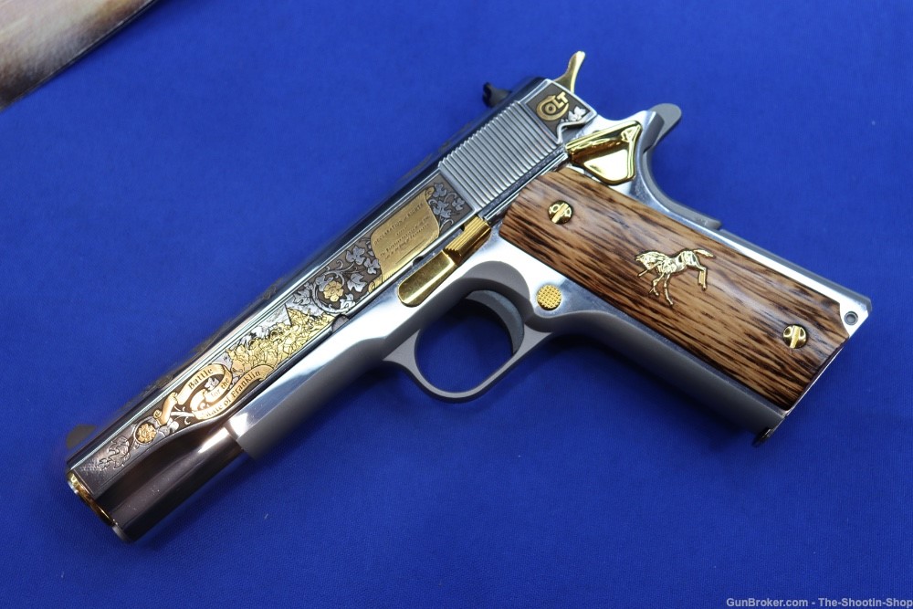 Colt 1911 Pistol LOST STATE OF FRANKLIN Gold Engraved 45ACP Stainless 45 SA-img-39