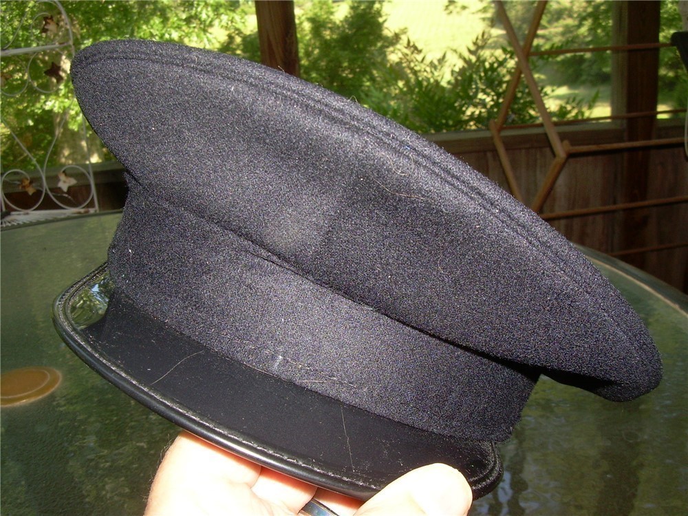 NOS Black Italian Officers Wool Peaked Visor Hat military Cap, Extra-Large-img-9