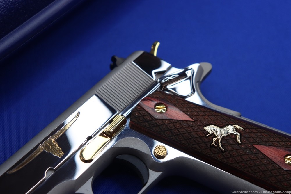 Colt Model 1911 Govt Pistol LONGHORN Engraved 1 of 500 TALO 45ACP Stainless-img-4