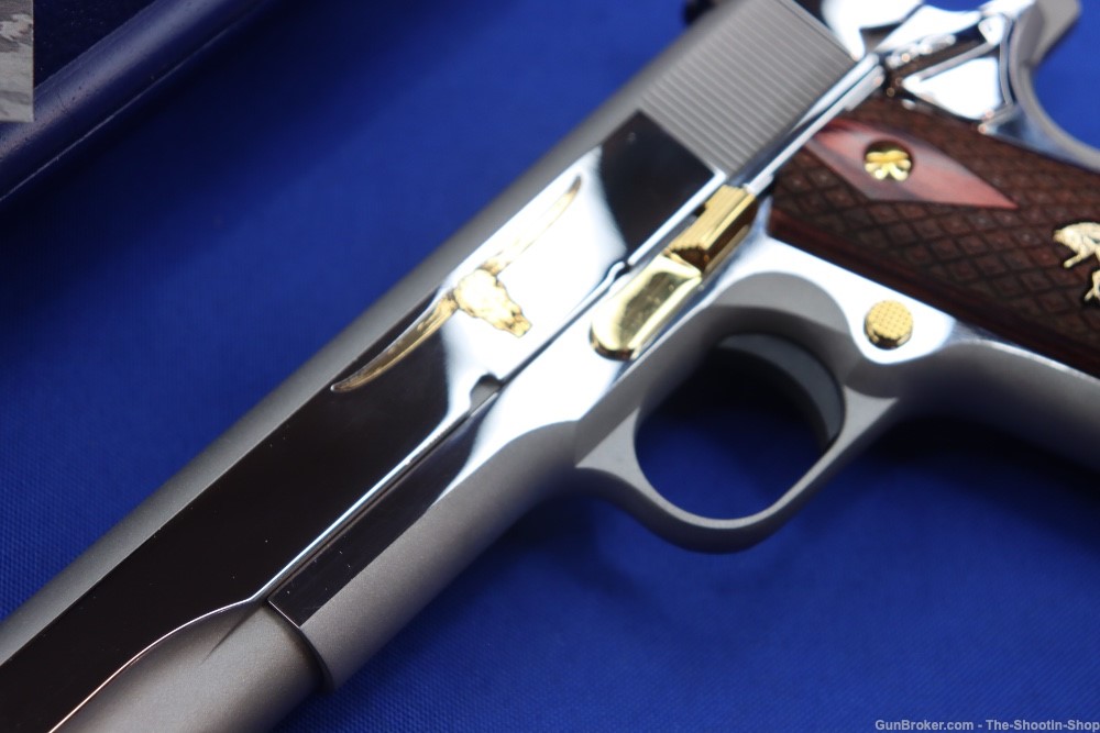 Colt Model 1911 Govt Pistol LONGHORN Engraved 1 of 500 TALO 45ACP Stainless-img-3
