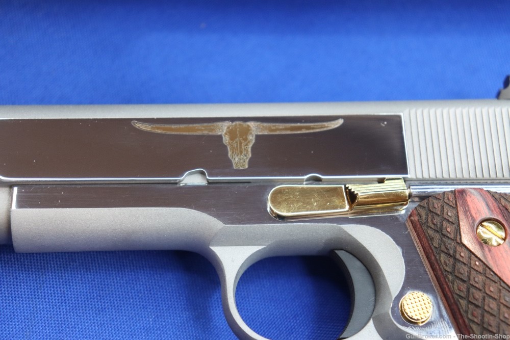 Colt Model 1911 Govt Pistol LONGHORN Engraved 1 of 500 TALO 45ACP Stainless-img-7