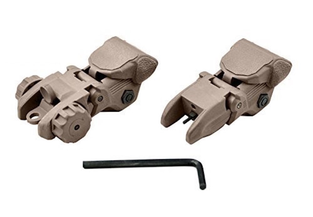 Polymer Picatinny Flip-up A Pair Front&Rear Combo Sights Dual Aperture Tan-img-2