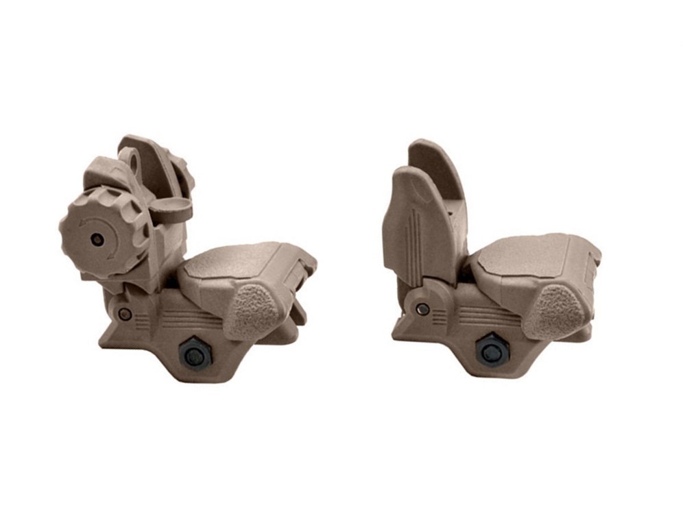 Polymer Picatinny Flip-up A Pair Front&Rear Combo Sights Dual Aperture Tan-img-1