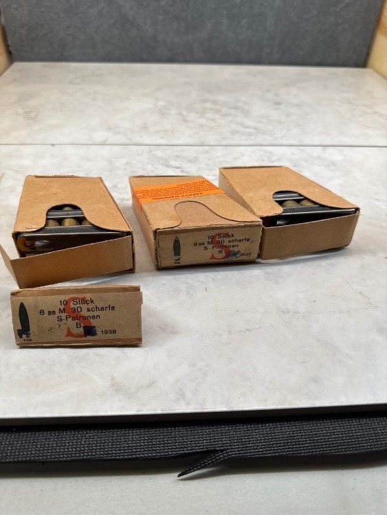 4 boxes Vintage 1938 German 8mm 8x56R Ammo 10 Rounds each-img-0