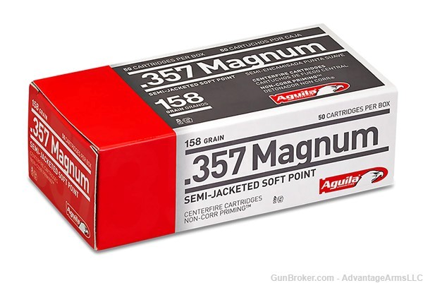 Aguila 357 Magnum 158 gr. Semi-Jacketed Soft Point 50 rd. Box-img-0
