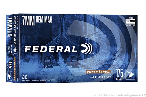 Federal 7mm Rem Mag 175 gr. Power Shok 20 rd. Box-img-0