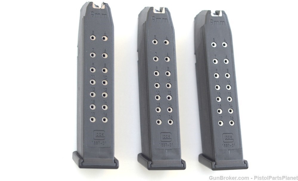 3 New Glock 17 9mm 17 round mags free mag loader-img-0