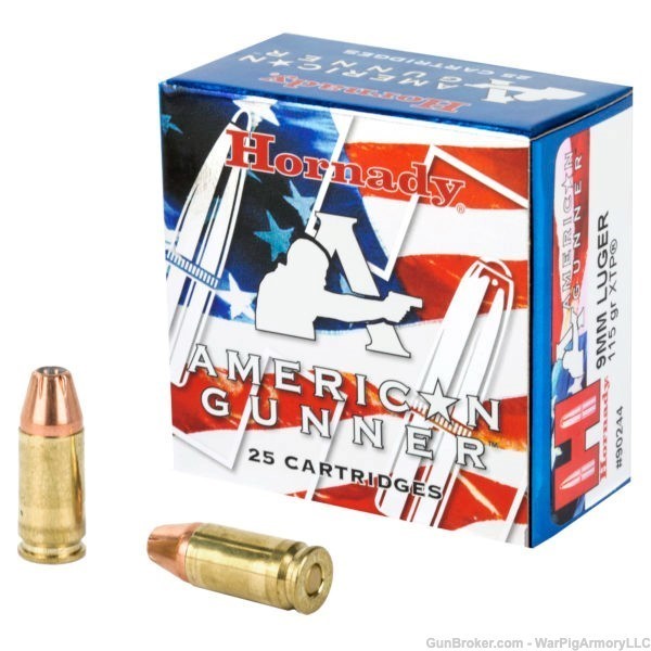 FLAT RATE SHIPPING Hornady American Gunner 9mm Luger 115 Gr - 25 Rds 90244-img-0