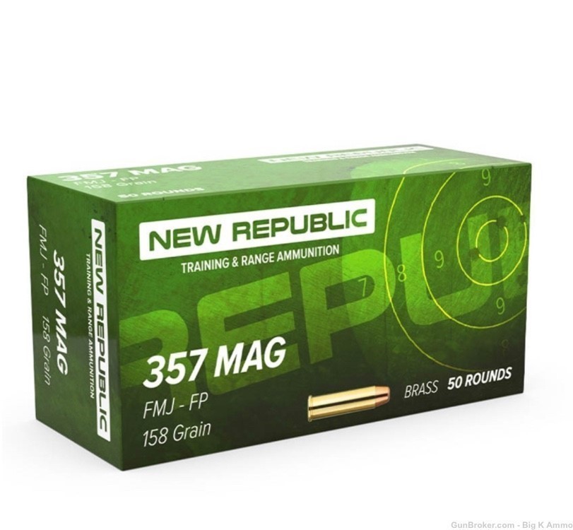 New Republic Training and Range Target 357 Magnum Ammo 158 Gr FMJ FP Brass-img-3