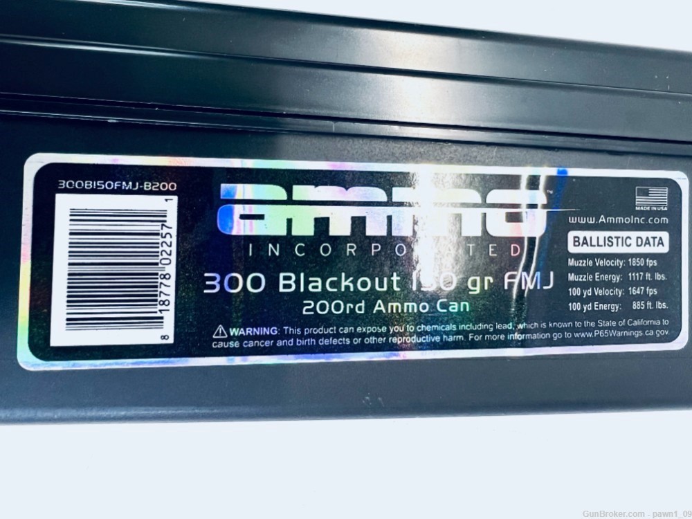 AMMO Inc. 300 Blackout 150 grain FMJ ammo can 200 rounds total-img-4