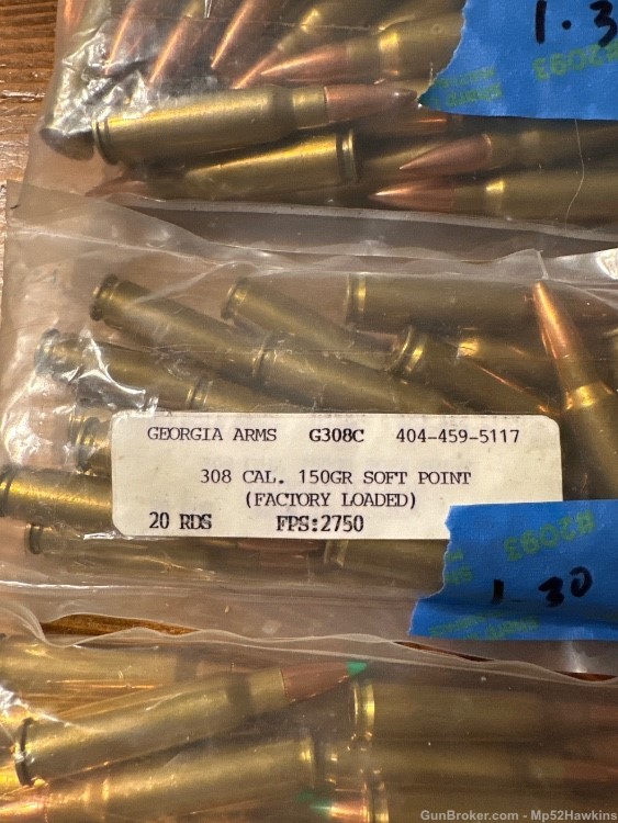 90 rounds 308 caliber 150GR Full metal Soft Tip Ballistic Georgia Arms NEW-img-2