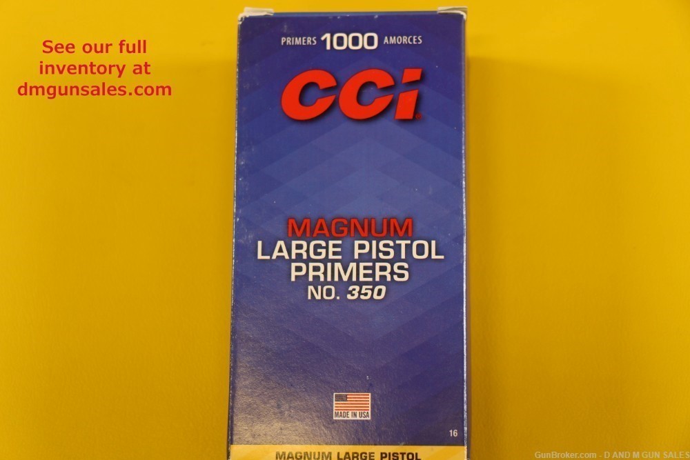 CCI MAGNUM LARGE PISTOL PRIMERS NO. 350 (1000 PRIMERS) -img-1