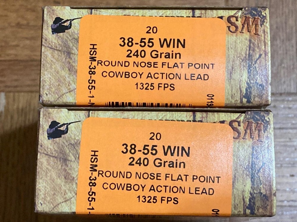 38-55 Win HSM 240gr Lead RNFP Cowboy Action Load Rifle Ammo 40 rds -img-1