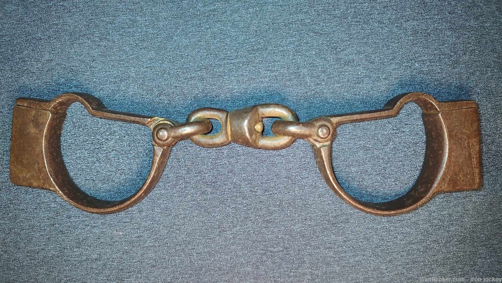 Rankin Antique Police Prison Handcuffs Leg Irons Civil War Era 1861 Patent -img-2