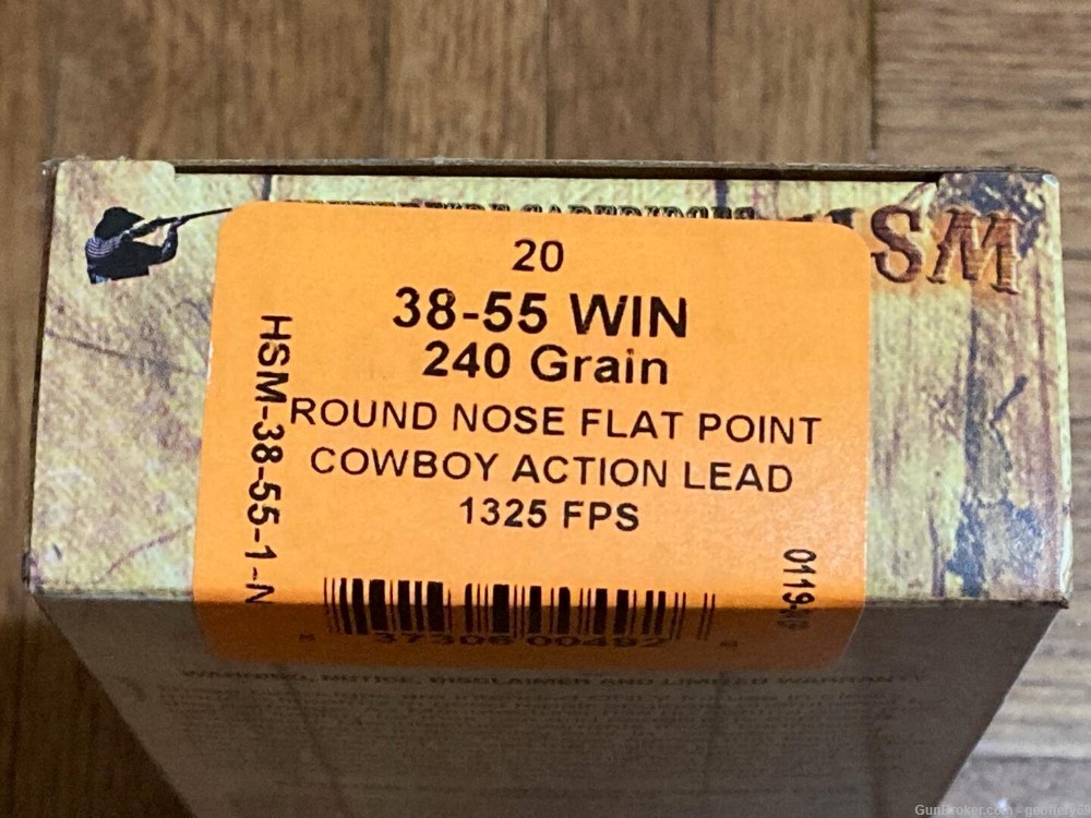 38-55 Win HSM 240gr Lead RNFP Cowboy Action Load Rifle Ammo 20 rds-img-1
