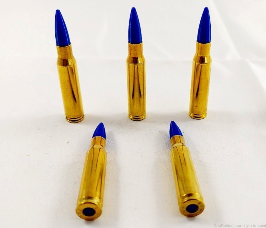 308 Winchester Brass Snap caps / Dummy Training Rounds - Set 5 - Blue-img-0