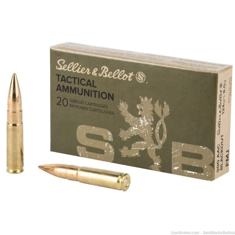 Sellier & Bellot .300 AAC Blackout 124 Grain FMJ - 20 Rounds-img-0