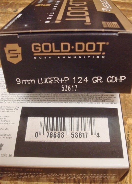 100 Speer 9mm Gold Dot 124 gr +P GDHP 9 mm ammunition 53617 new-img-0