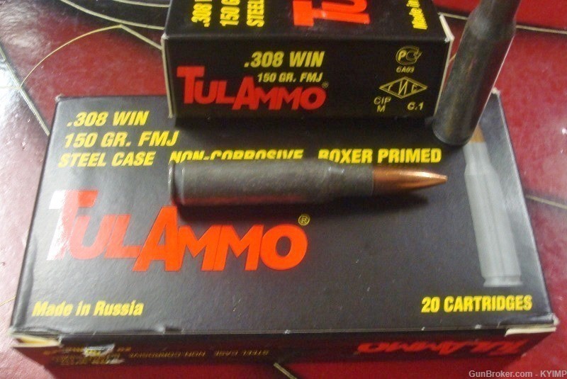 100 TULA .308 FMJ 150 grain Factory NEW Russian ammunition BANNED-img-1