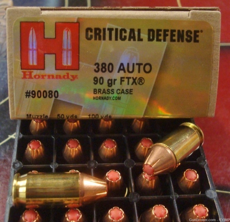 100 HORNADY .380 acp Critical Defense 90 gr FTX  90080 New JHP NEW ammo-img-0