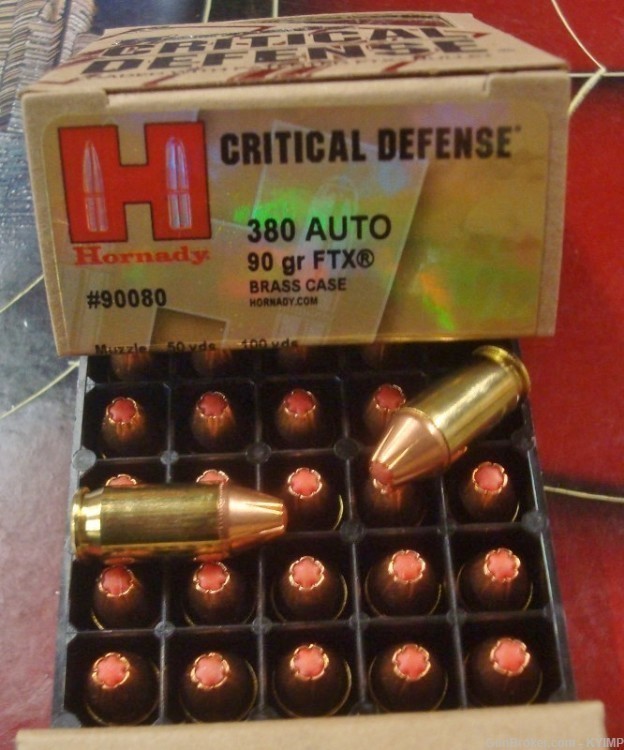 100 HORNADY .380 acp Critical Defense 90 gr FTX  90080 New JHP NEW ammo-img-3